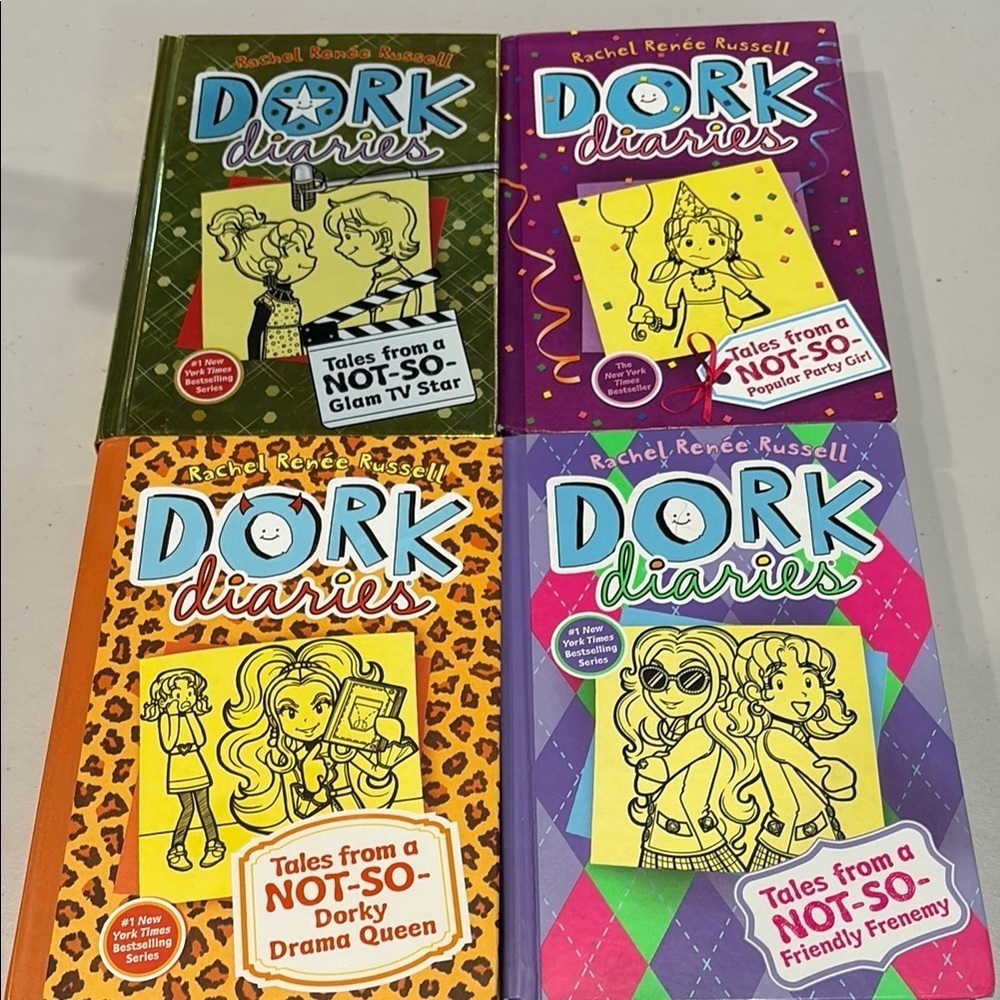 Dork Diaries Book Set - Colorful Covers (Purple, Green, Orange, Pink)